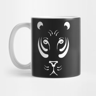 Black and white tiger silhouette. Wild animal world in white lines. Mug